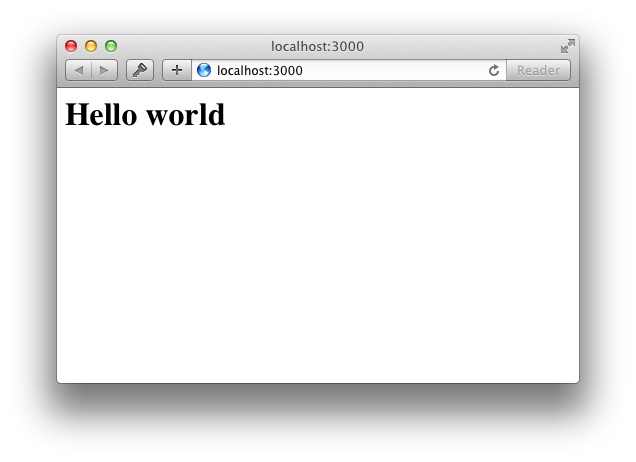 A browser displaying a big &#39;Hello World&#39;