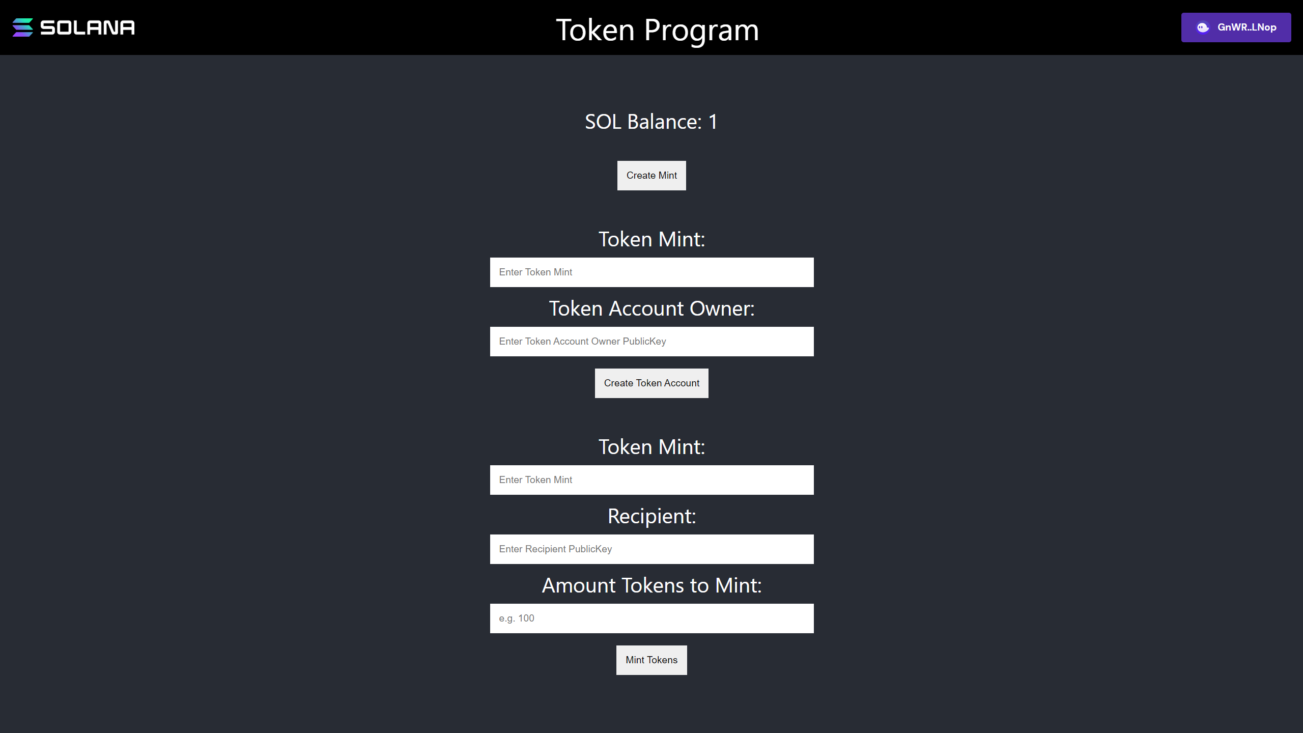 Token Programı Meydan Okuma Arayüzü