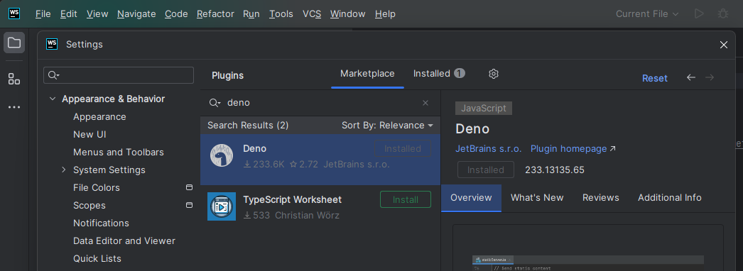 WebStorm eklenti ayarları